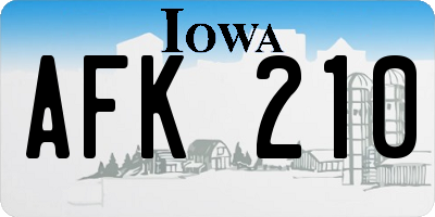 IA license plate AFK210