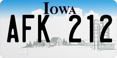 IA license plate AFK212