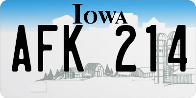 IA license plate AFK214