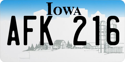 IA license plate AFK216