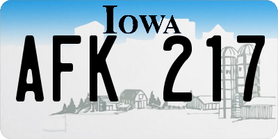 IA license plate AFK217