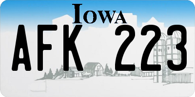 IA license plate AFK223