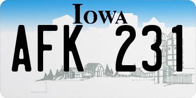 IA license plate AFK231