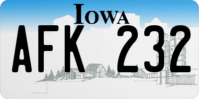 IA license plate AFK232