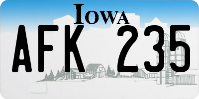 IA license plate AFK235