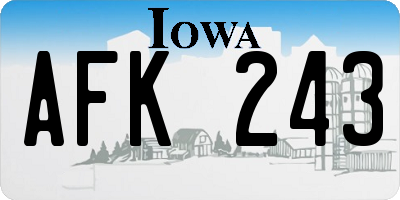 IA license plate AFK243