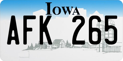 IA license plate AFK265
