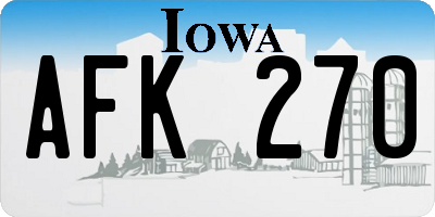 IA license plate AFK270