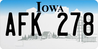 IA license plate AFK278