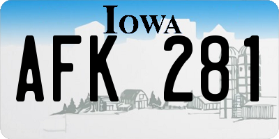IA license plate AFK281