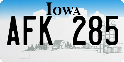 IA license plate AFK285