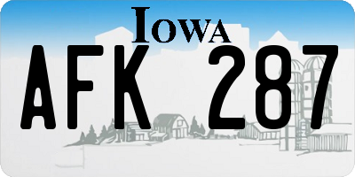 IA license plate AFK287