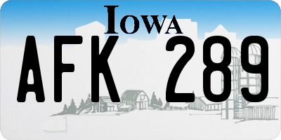 IA license plate AFK289
