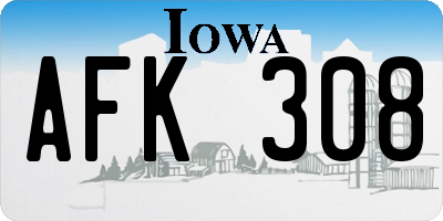 IA license plate AFK308