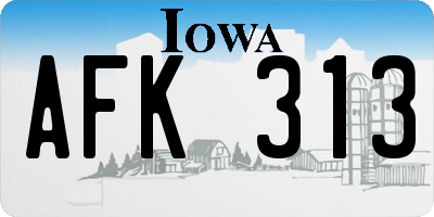 IA license plate AFK313