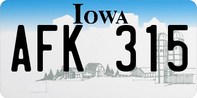 IA license plate AFK315