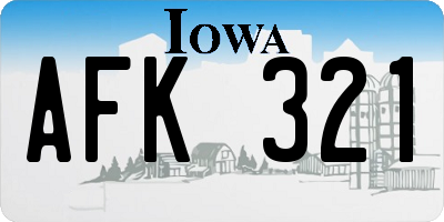 IA license plate AFK321