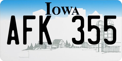 IA license plate AFK355