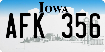 IA license plate AFK356