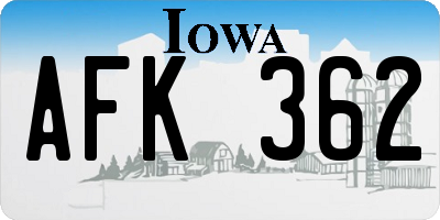 IA license plate AFK362