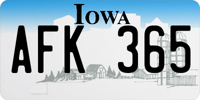IA license plate AFK365