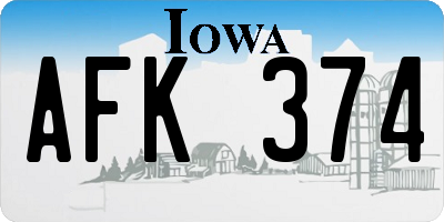 IA license plate AFK374