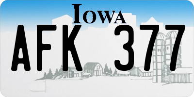IA license plate AFK377