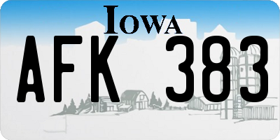 IA license plate AFK383