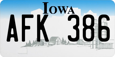IA license plate AFK386