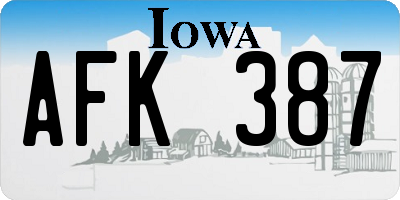IA license plate AFK387