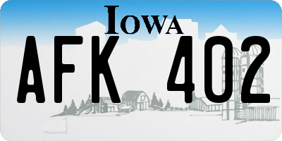 IA license plate AFK402
