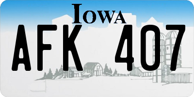 IA license plate AFK407