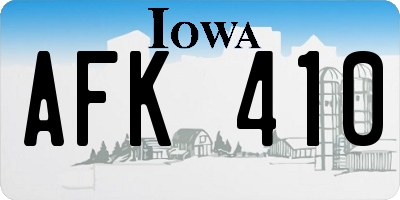 IA license plate AFK410