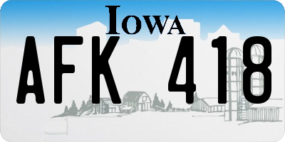 IA license plate AFK418
