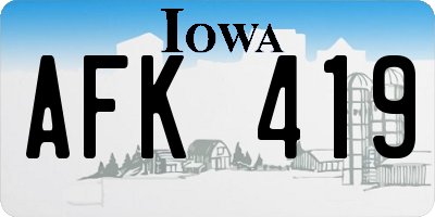 IA license plate AFK419