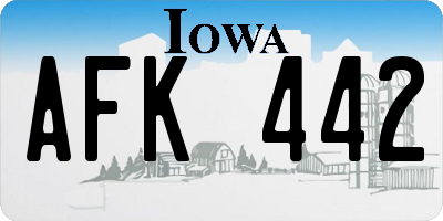 IA license plate AFK442