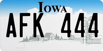 IA license plate AFK444