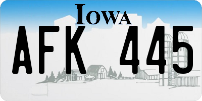 IA license plate AFK445