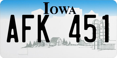 IA license plate AFK451