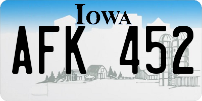 IA license plate AFK452