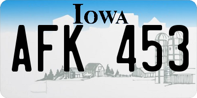IA license plate AFK453