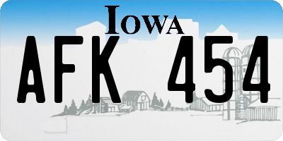 IA license plate AFK454