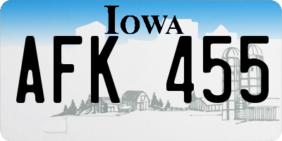 IA license plate AFK455