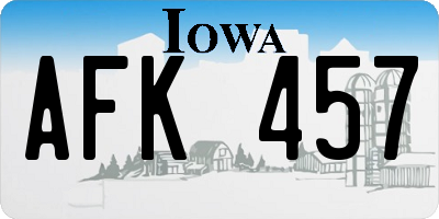 IA license plate AFK457