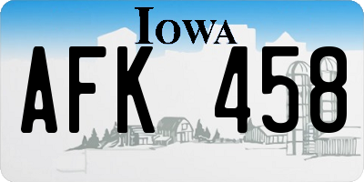 IA license plate AFK458