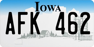 IA license plate AFK462