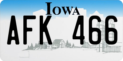 IA license plate AFK466