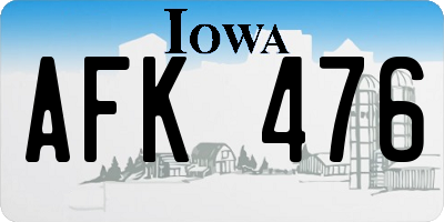 IA license plate AFK476