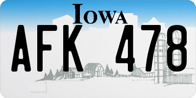 IA license plate AFK478
