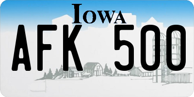IA license plate AFK500
